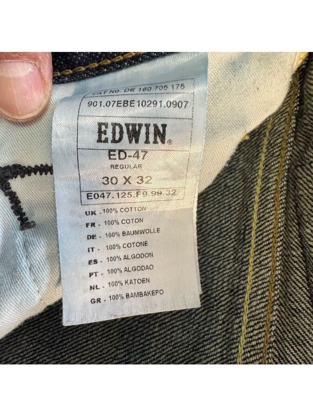 Edwin Japan Dark Blue Straight Fit Jeans 30 - Picture 5 of 11